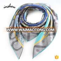 Custom Design Digital Printing 90 x 90 cm Twill Square Silk scarf