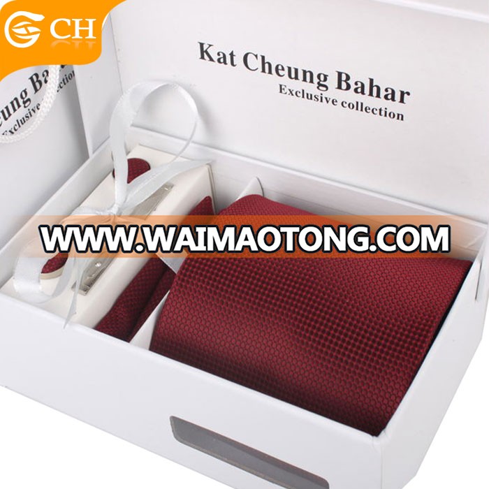 Custom fashion high quality men red tie and cufflink set